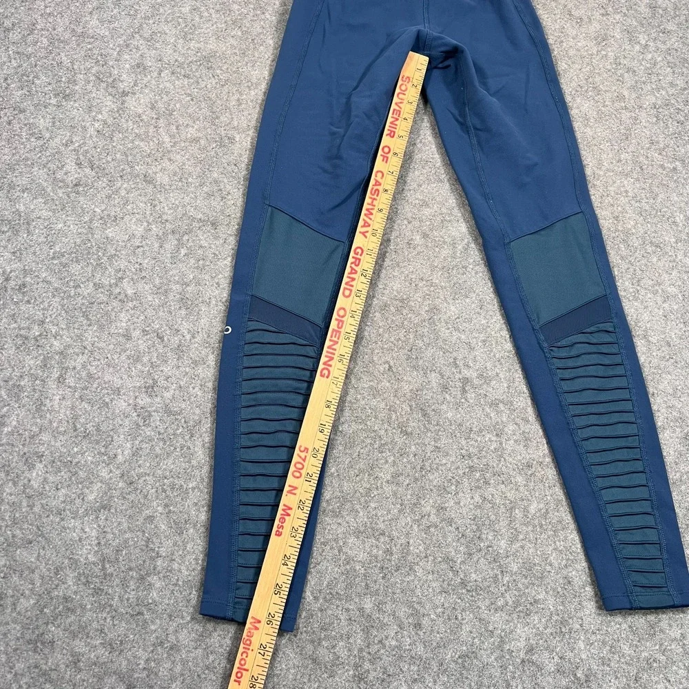 Alo Yoga Midnight Navy Blue Moto Motorcycle 7/8 Ankle Cropped Leggings Women XS